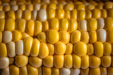 Two-colored corn cob, yellow and white - macro
