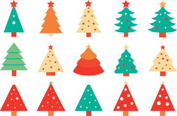 Diverse vector christmas tree collection scalable illustrations for festive seasonal design projects