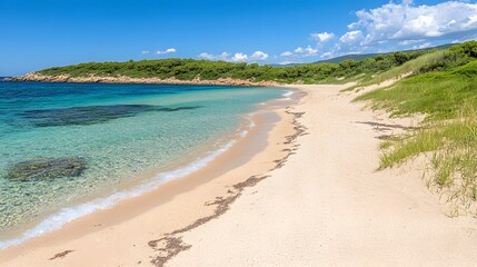 Stunning Secluded Beach Scene Turquoise Water Sandy Shore