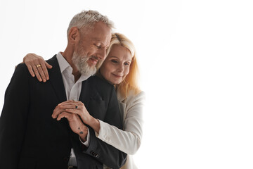 Loving couple celebrates their timeless bond in elegant style and fashion together