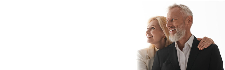 Elderly couple showcasing timeless style and love in a modern setting