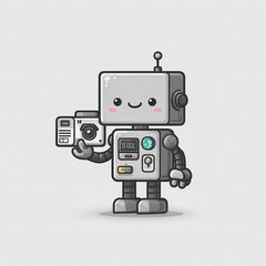 Fototapeta premium Friendly Cartoon Robot with Camera