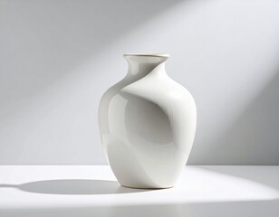 Minimalist Ceramic Vase with Soft Shadows on Matte Grey Background – Ultra-Realistic Still Life