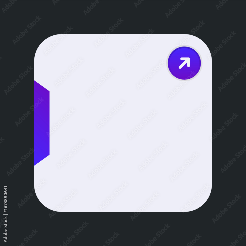 Aufkleber modern flat ui window with rounded corners. square app window mockup with gradient button