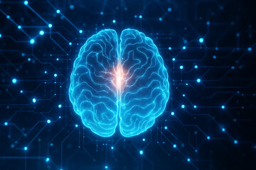 Obraz premium Futuristic Artificial Intelligence Digital Brain Illustration