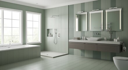 Luxury green bathroom interior design