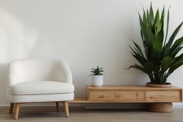 modern living room with  white chair in the interior  design 