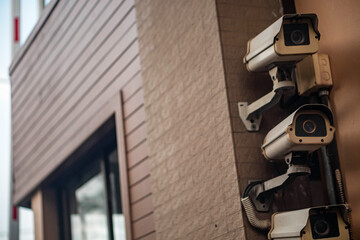 Security Cameras on Building Corner View