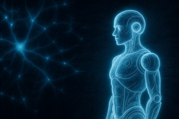 AI Neural Network and Futuristic Human Illustration