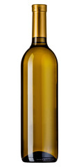 Bottle of white wine on white background without label studio photo on white background without shadows