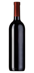 Red Wine Bottle Without Label Studio Photo on White Background Mockup