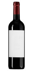 Red Wine Bottle Without Label Studio Photo on White Background Mockup