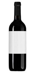Red Wine Bottle Without Label Studio Photo on White Background Mockup