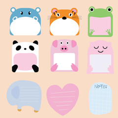 Printable Cute Animal Note Templates. Collection of kawaii animal memo pads and note templates, perfect for planners, journals, stickers, and digital stationery