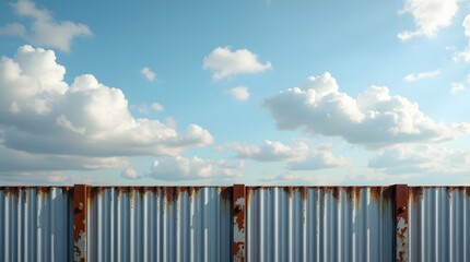 Naklejka premium Aged galvanized metal sheets with patina scratches dents and oxidation under daylight sky