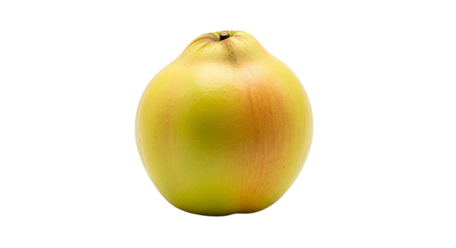 A single pear appears on a isolated background, exhibiting a light yellow and red gradient with a visible stem.