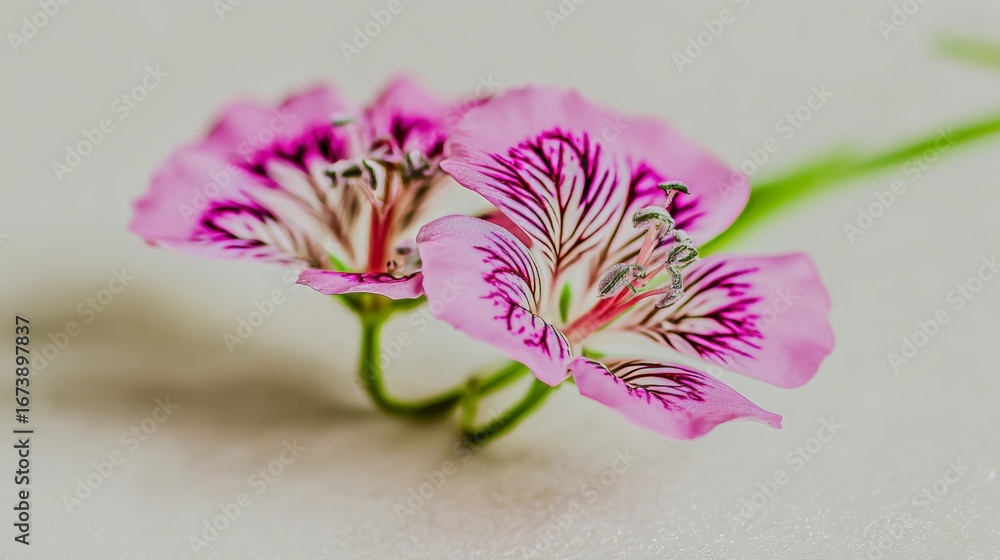 Poster beautiful pink flowers with intricate patterns captured in detail on a light background showcasing n