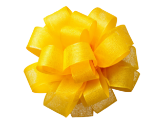 Bright yellow gift bow isolated on black background, Isolated On White Background, Png Transparent