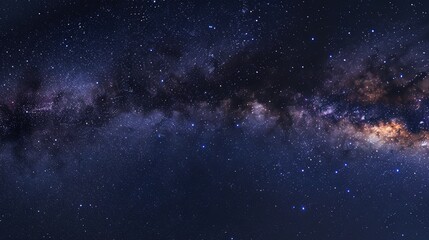 Milky way panorama as background image. Night starry sky with stars, planets, constellations and galaxies