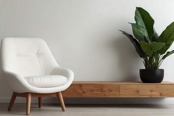 modern living room with  white chair in the interior  design 