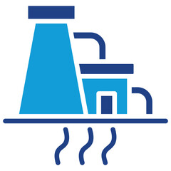 Geothermal Plant Glyph Blue Silhouette Icon Design Vector - Geothermal power plant utilizing underground heat to produce renewable and sustainable clean energy