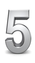 Fototapeta premium 3D rendered metallic numeral five