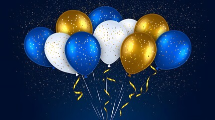 Festive Gold Blue White Balloons Celebration Party