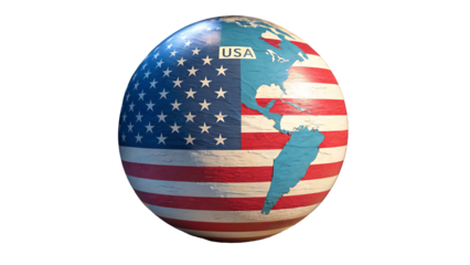 Globe with usa flag design symbolizing america and world concept
