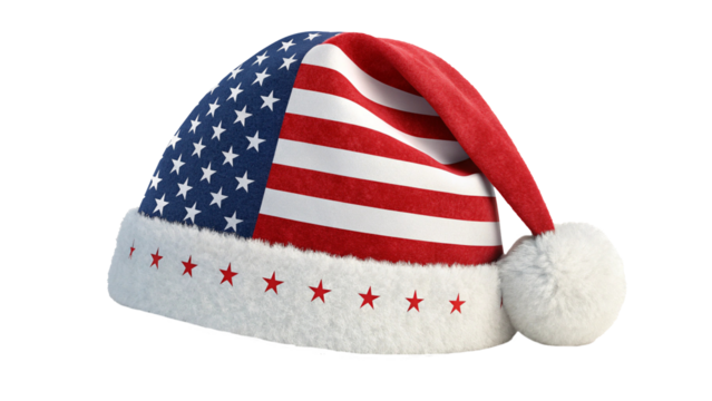 Christmas hat with usa flag pattern isolated on white background
