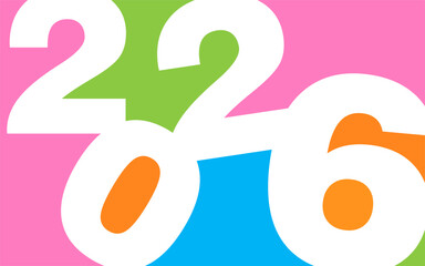 2026 simple number typography for celebrating happy new  year 2026