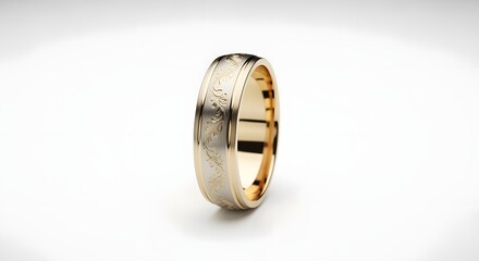 Elegant wedding band featuring intricate floral engraving, perfect for a timeless commitment.