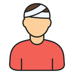 Person with head injury icon, medical concept illustration