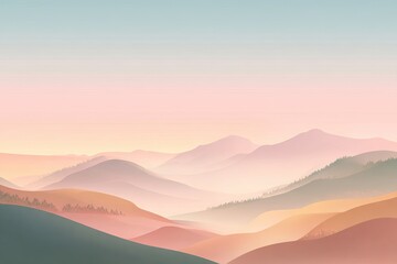 Mountain Layers Landscape showing gradient hues of rising silhouettes in a peaceful vista.