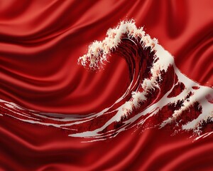 Red Silk Fabric Wave Abstract Art Design