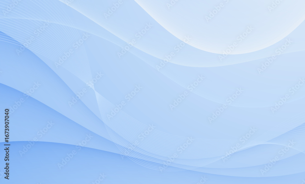 Poster abstract blue wave background with smooth light curves and gradient design