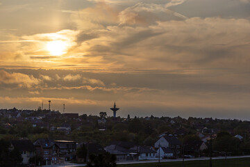 sunset over the city