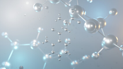 kynurenine molecular structure, 3d model molecule, metabolite structural chemical formula view from a microscope