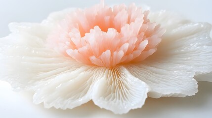 Closeup of Delicate Pink and White Mushroom Flower, Abstract Nature Photography