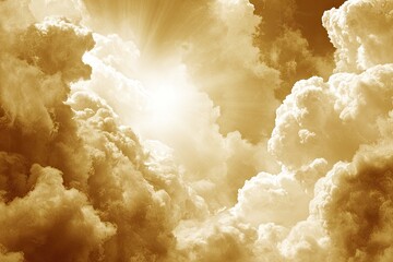 Golden cloudscape with radiant light