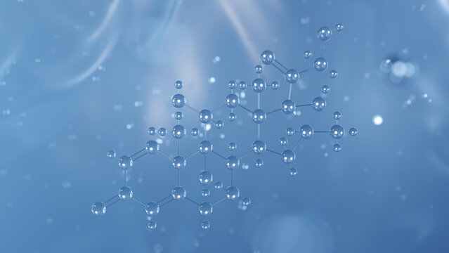 betamethasone molecular structure, 3d model molecule, anti-inflammatory structural chemical formula view from a microscope