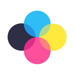 Overlapping circles cmyk color model transparent effect printing industry