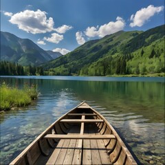 Serene Alpine Lake with Crystal Clear Reflections and Mountain Scenery Photography.