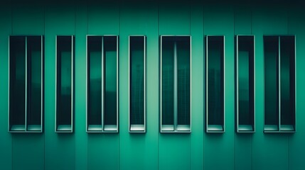Teal Building Facade with Vertical Windows Modern Architecture Design