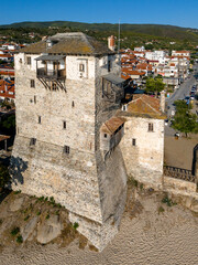 Byzantine Coastal Tower Overlooking the Aegean Sea in Ouranoupolis, Greece