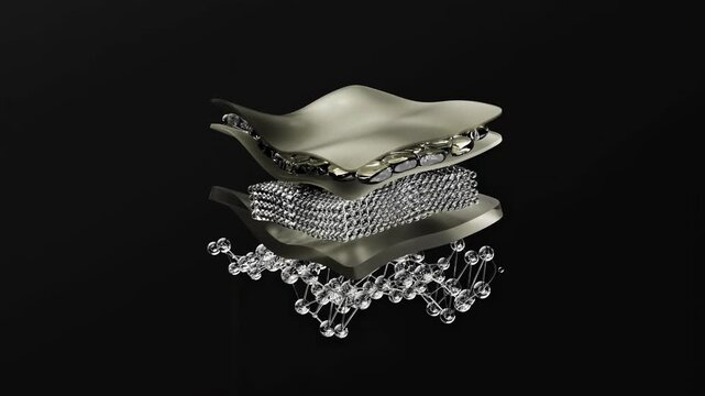 3D Layered skin Metallic and Molecular Structure, skin cell metallic, nanotechnology perfect for dermatology