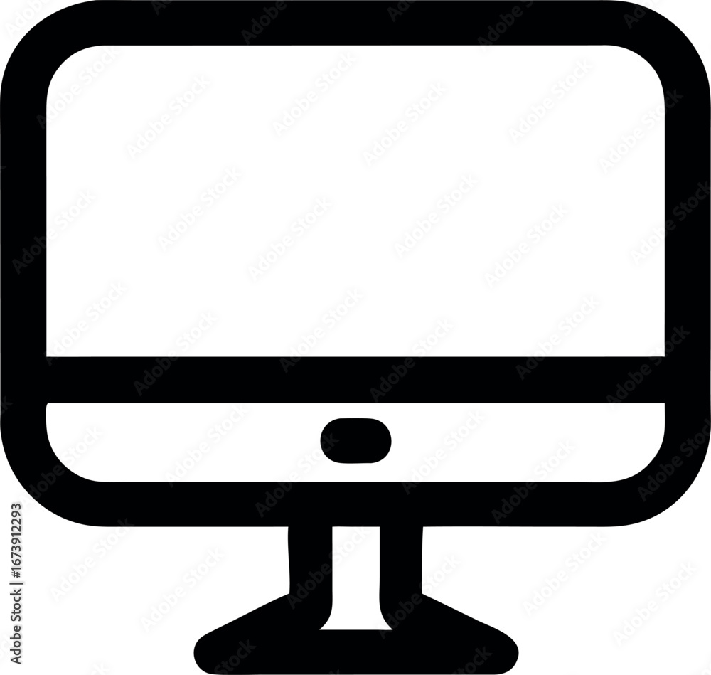 Aufkleber minimalist black outline vector graphic of a desktop computer display, symbolizing modern technology