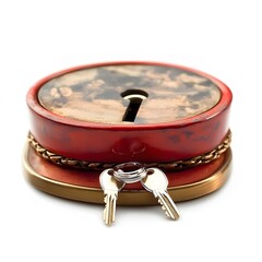 Red Wooden Lockbox with Keys,  Security, Privacy, Secret Concept