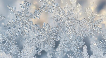 Macro Photography of Delicate, Crystalline Snowflakes