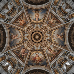 Obraz premium Rome, Italy, July 2017, Ceiling Artwork of Santa Maria Sopra Minerva Basilica in Rome, Italy