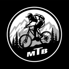 MTB. Mountain bike logo, emblem emblem on dark background.